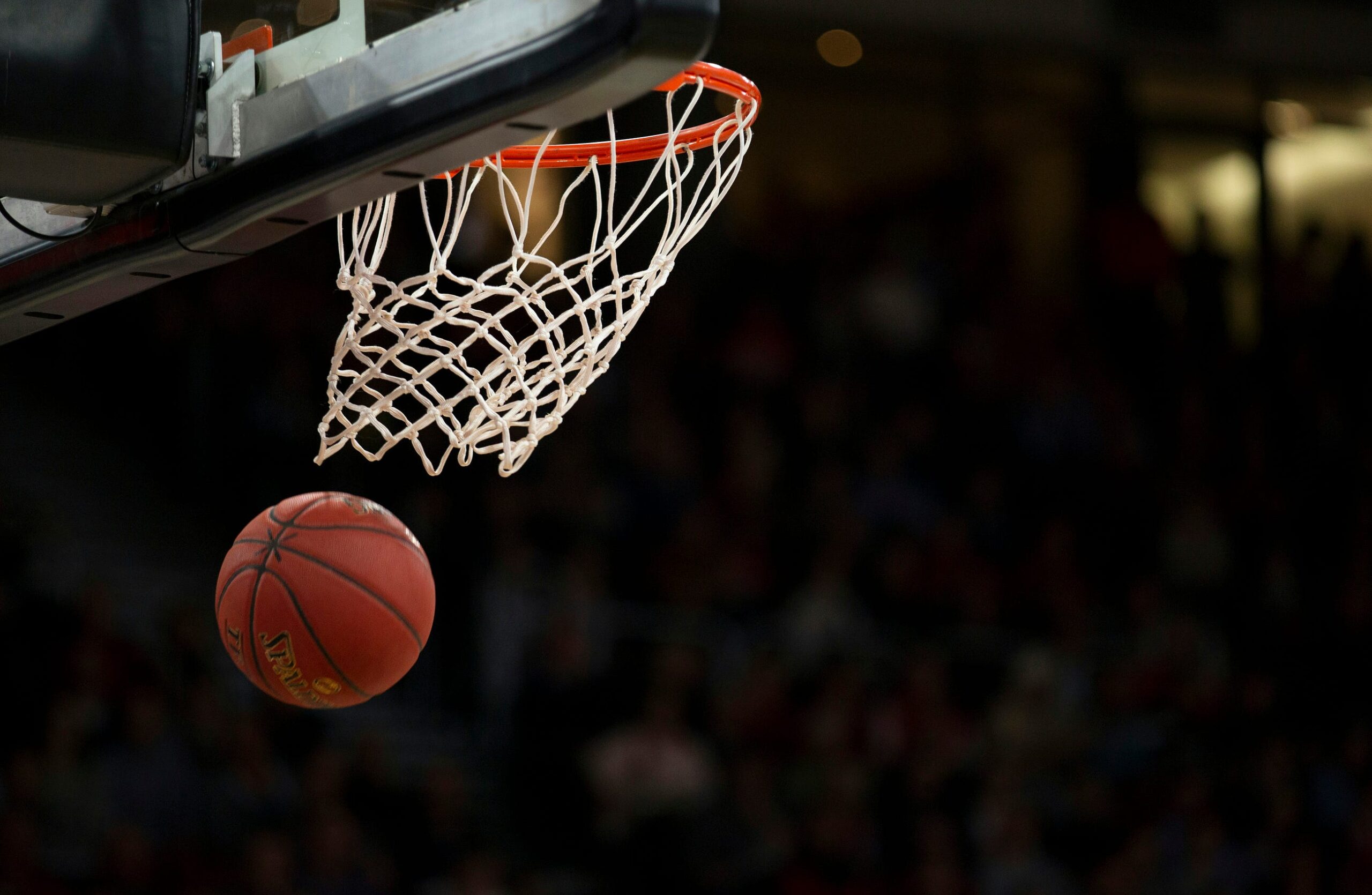 A basketball and a hoop